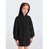 Haloumoning Girls Hoodie Dress Long Sleeve Hooded Sweatshirts Dress Cute Fall Outfits with Pockets 5-14 Years(Black)