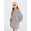 Haloumoning Girls Hoodie Dress Long Sleeve Hooded Sweatshirts Dress Cute Fall Outfits with Pockets 5-14 Years(Grey)