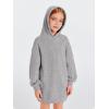 Haloumoning Girls Hoodie Dress Long Sleeve Hooded Sweatshirts Dress Cute Fall Outfits with Pockets 5-14 Years(Grey)