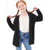 Haloumoning Girls Open Front Cardigan Sweaters Kids Fall Fashion Side Slit Outerwear 5-14 Years(Black)