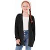 Haloumoning Girls Open Front Cardigan Sweaters Kids Fall Fashion Side Slit Outerwear 5-14 Years(Black)