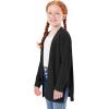 Haloumoning Girls Open Front Cardigan Sweaters Kids Fall Fashion Side Slit Outerwear 5-14 Years(Black)