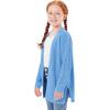 Haloumoning Girls Open Front Cardigan Sweaters Kids Fall Fashion Side Slit Outerwear 5-14 Years(Blue)