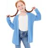 Haloumoning Girls Open Front Cardigan Sweaters Kids Fall Fashion Side Slit Outerwear 5-14 Years(Blue)