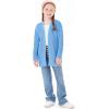 Haloumoning Girls Open Front Cardigan Sweaters Kids Fall Fashion Side Slit Outerwear 5-14 Years(Blue)