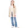 Haloumoning Girls Open Front Cardigan Sweaters Kids Fall Fashion Side Slit Outerwear 5-14 Years(Cream)