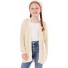 Haloumoning Girls Open Front Cardigan Sweaters Kids Fall Fashion Side Slit Outerwear 5-14 Years(Cream)