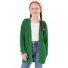 Haloumoning Girls Open Front Cardigan Sweaters Kids Fall Fashion Side Slit Outerwear 5-14 Years(Dark Green)