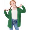 Haloumoning Girls Open Front Cardigan Sweaters Kids Fall Fashion Side Slit Outerwear 5-14 Years(Dark Green)