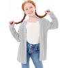Haloumoning Girls Open Front Cardigan Sweaters Kids Fall Fashion Side Slit Outerwear 5-14 Years(Grey)