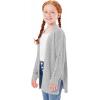 Haloumoning Girls Open Front Cardigan Sweaters Kids Fall Fashion Side Slit Outerwear 5-14 Years(Grey)