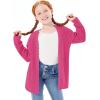 Haloumoning Girls Open Front Cardigan Sweaters Kids Fall Fashion Side Slit Outerwear 5-14 Years(Hot Pink)