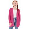 Haloumoning Girls Open Front Cardigan Sweaters Kids Fall Fashion Side Slit Outerwear 5-14 Years(Hot Pink)