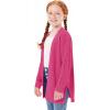 Haloumoning Girls Open Front Cardigan Sweaters Kids Fall Fashion Side Slit Outerwear 5-14 Years(Hot Pink)