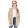 Haloumoning Girls Open Front Cardigan Sweaters Kids Fall Fashion Side Slit Outerwear 5-14 Years(Khaki)