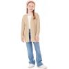 Haloumoning Girls Open Front Cardigan Sweaters Kids Fall Fashion Side Slit Outerwear 5-14 Years(Khaki)