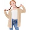 Haloumoning Girls Open Front Cardigan Sweaters Kids Fall Fashion Side Slit Outerwear 5-14 Years(Khaki)