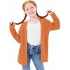 Haloumoning Girls Open Front Cardigan Sweaters Kids Fall Fashion Side Slit Outerwear 5-14 Years(Orange)