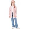 Haloumoning Girls Open Front Cardigan Sweaters Kids Fall Fashion Side Slit Outerwear 5-14 Years(Pink)