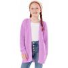 Haloumoning Girls Open Front Cardigan Sweaters Kids Fall Fashion Side Slit Outerwear 5-14 Years(Purple)