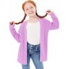 Haloumoning Girls Open Front Cardigan Sweaters Kids Fall Fashion Side Slit Outerwear 5-14 Years(Purple)
