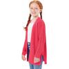Haloumoning Girls Open Front Cardigan Sweaters Kids Fall Fashion Side Slit Outerwear 5-14 Years(Red)