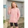 Haloumoning Girls Oversized Hoodies Kids Fleece Lined Long Sleeve Hooded Sweatshirt with Kangaroo Pocket 5-14 Years(Light Pink)