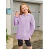 Haloumoning Girls Oversized Hoodies Kids Fleece Lined Long Sleeve Hooded Sweatshirt with Kangaroo Pocket 5-14 Years(Purple)