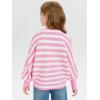 Haloumoning Girls Oversized Striped Sweater Kids Fashion Batwing Sleeve Ribbed Knit Pullover Tops 5-14 Years(Pink)