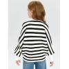 Haloumoning Girls Oversized Striped Sweater Kids Fashion Batwing Sleeve Ribbed Knit Pullover Tops 5-14 Years(White)