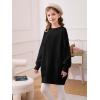 Haloumoning Girls Sweater Dress Casual Crewneck Knit Long Sleeve Fall Winter Dress Pullover 5-14Y(Black)