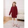 Haloumoning Girls Sweater Dress Casual Crewneck Knit Long Sleeve Fall Winter Dress Pullover 5-14Y(Burgundy)