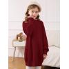 Haloumoning Girls Sweater Dress Casual Crewneck Knit Long Sleeve Fall Winter Dress Pullover 5-14Y(Burgundy)