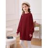 Haloumoning Girls Sweater Dress Casual Crewneck Knit Long Sleeve Fall Winter Dress Pullover 5-14Y(Burgundy)