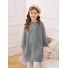 Haloumoning Girls Sweater Dress Casual Crewneck Knit Long Sleeve Fall Winter Dress Pullover 5-14Y(Grey)