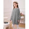 Haloumoning Girls Sweater Dress Casual Crewneck Knit Long Sleeve Fall Winter Dress Pullover 5-14Y(Grey)