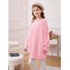 Haloumoning Girls Sweater Dress Casual Crewneck Knit Long Sleeve Fall Winter Dress Pullover 5-14Y(Pink)