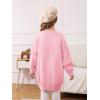 Haloumoning Girls Sweater Dress Casual Crewneck Knit Long Sleeve Fall Winter Dress Pullover 5-14Y(Pink)
