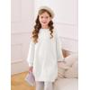 Haloumoning Girls Sweater Dress Casual Crewneck Knit Long Sleeve Fall Winter Dress Pullover 5-14Y(White)