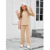 Haloumoning Girls Sweatsuit Kids Fashion Long Sleeve Sweatshirt and Wide Leg Pants Tracksuit Sets 2 Piece Outfits(Apricot)