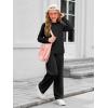 Haloumoning Girls Sweatsuit Kids Fashion Long Sleeve Sweatshirt and Wide Leg Pants Tracksuit Sets 2 Piece Outfits(Black)