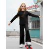 Haloumoning Girls Sweatsuit Kids Fashion Long Sleeve Sweatshirt and Wide Leg Pants Tracksuit Sets 2 Piece Outfits(Black)