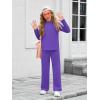 Haloumoning Girls Sweatsuit Kids Fashion Long Sleeve Sweatshirt and Wide Leg Pants Tracksuit Sets 2 Piece Outfits(Dark Purple)