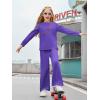 Haloumoning Girls Sweatsuit Kids Fashion Long Sleeve Sweatshirt and Wide Leg Pants Tracksuit Sets 2 Piece Outfits(Dark Purple)