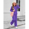 Haloumoning Girls Sweatsuit Kids Fashion Long Sleeve Sweatshirt and Wide Leg Pants Tracksuit Sets 2 Piece Outfits(Dark Purple)