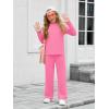 Haloumoning Girls Sweatsuit Kids Fashion Long Sleeve Sweatshirt and Wide Leg Pants Tracksuit Sets 2 Piece Outfits(Hot Pink)