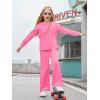 Haloumoning Girls Sweatsuit Kids Fashion Long Sleeve Sweatshirt and Wide Leg Pants Tracksuit Sets 2 Piece Outfits(Hot Pink)
