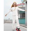 Haloumoning Girls Sweatsuit Kids Fashion Long Sleeve Sweatshirt and Wide Leg Pants Tracksuit Sets 2 Piece Outfits(White)