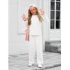 Haloumoning Girls Sweatsuit Kids Fashion Long Sleeve Sweatshirt and Wide Leg Pants Tracksuit Sets 2 Piece Outfits(White)