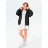 Haloumoning Girls Zip Up Hoodie Kids Fashion Oversized Textured Sweatshirt Jacket with Pockets 5-14 Years(Black)